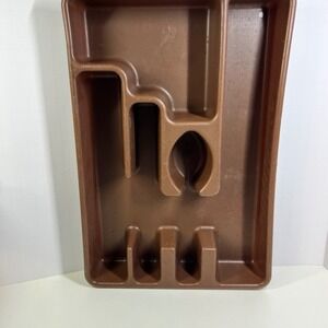 Vintage Rubbermaid 2921-2 Brown Plastic Silverware Drawer Organizer Tray 5 Slot